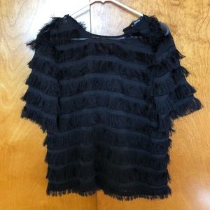 Black Fringed Blouse